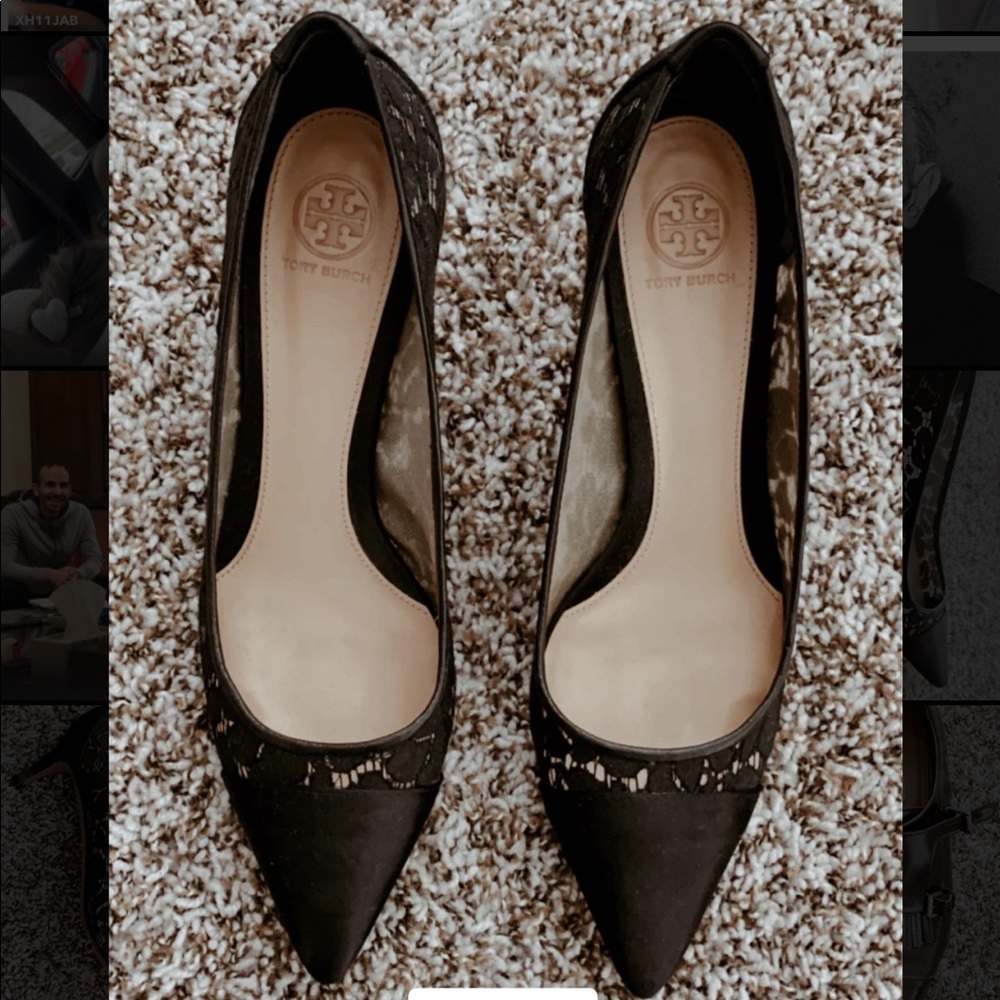 COPY - Tory Burch Lace Black Kitten Heels